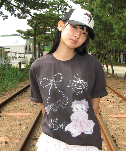 BETTY BOOP RIBBON MESH BALL CAP BLACK