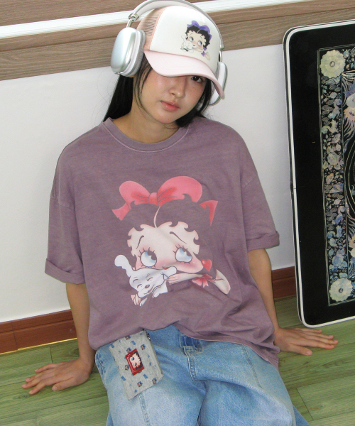 BETTY BOOP RIBBON MESH BALL CAP PINK