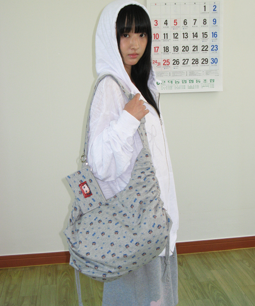 BETTY BOOP PATTERN STRING CROSS BAG GREY