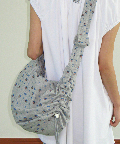 BETTY BOOP PATTERN STRING CROSS BAG GREY