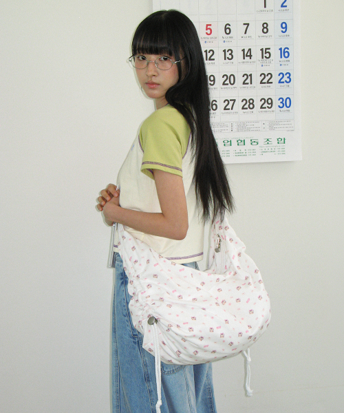 BETTY BOOP PATTERN STRING CROSS BAG WHITE