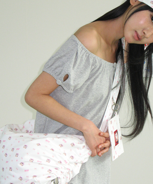 BUTTON PUFF SHIRRING DRESS GREY
