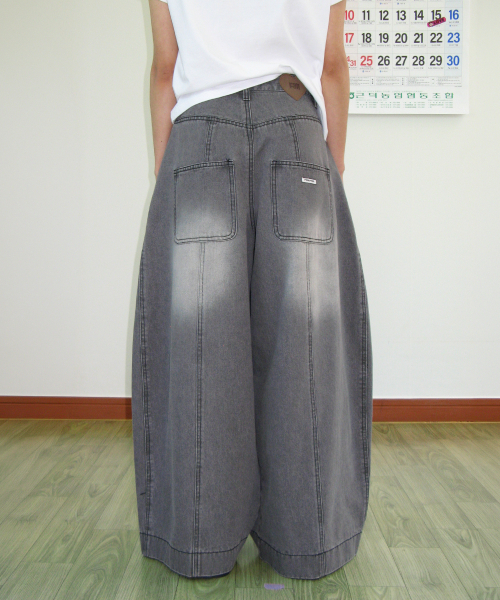 WIDE BALLOON DENIM PANTS BLACK