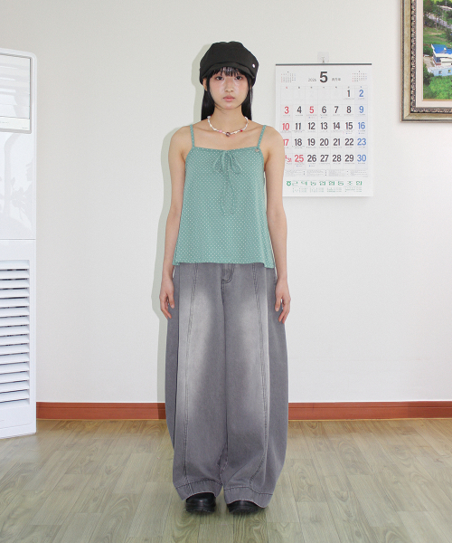 WIDE BALLOON DENIM PANTS BLACK