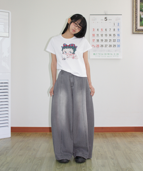WIDE BALLOON DENIM PANTS BLACK