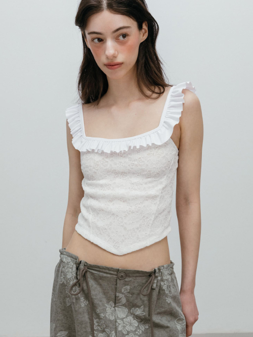 FRILL LACE SLEEVELESS / WHITE