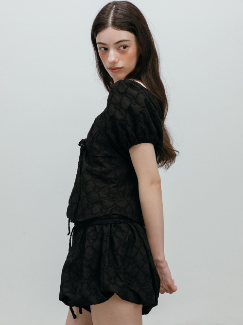 BALLOON LACE BLOUSE / BLACK