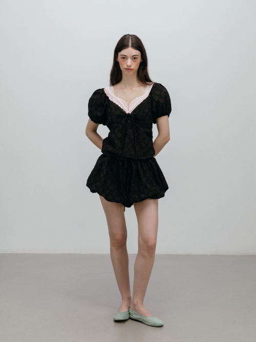 BALLOON LACE BLOUSE / BLACK