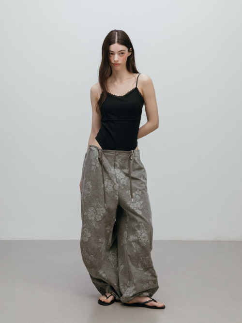 FLOWER WIDE PANTS / KHAKI