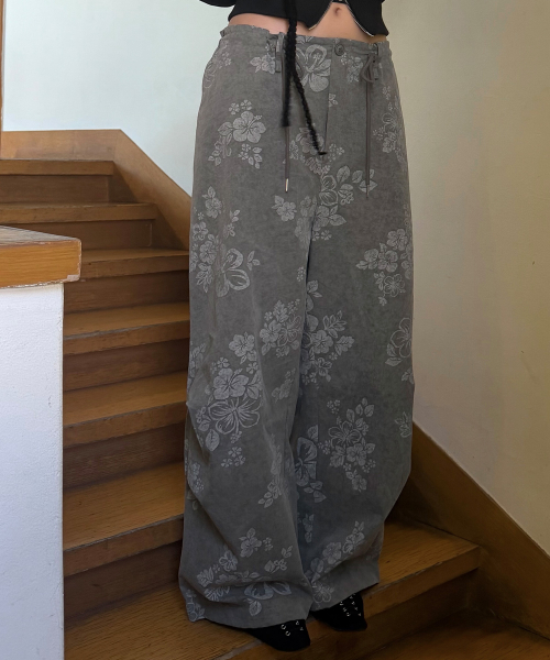 FLOWER WIDE PANTS / KHAKI