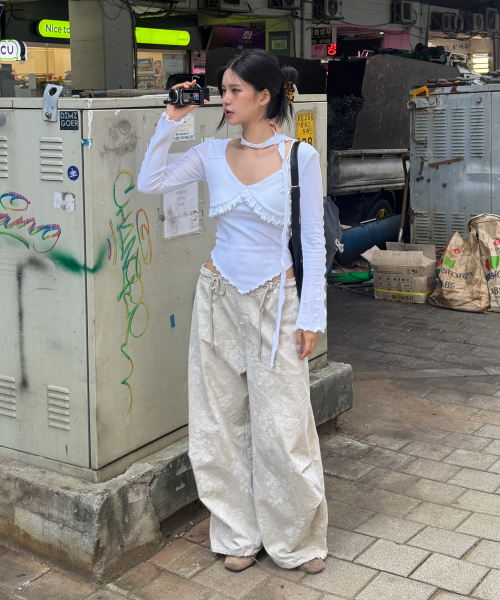 FLOWER WIDE PANTS / BEIGE