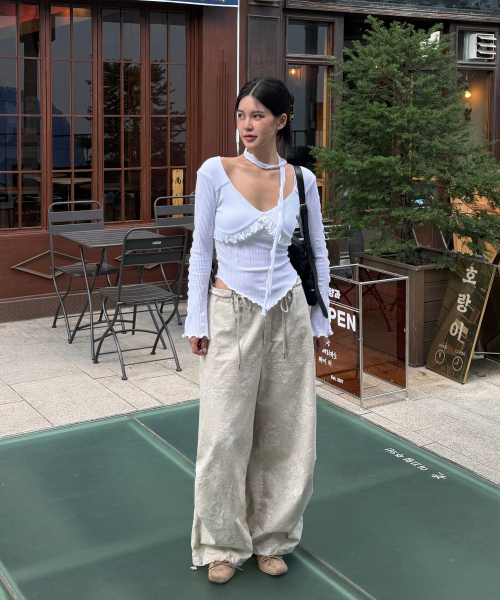 FLOWER WIDE PANTS / BEIGE