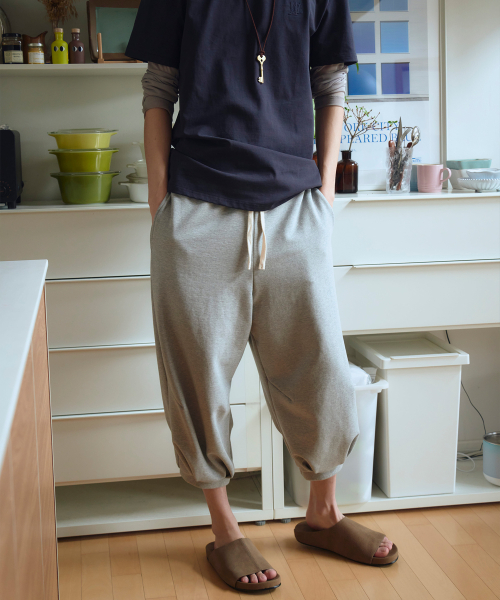 Balloon capri sweat pants -MELANGE GREY