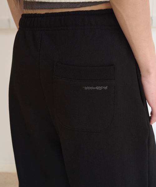 Balloon capri sweat pants -BLACK