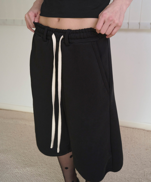 Cotton bermuda easy shorts - BLACK