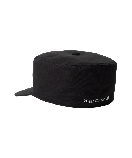 Slogan pill box cap -BLACK