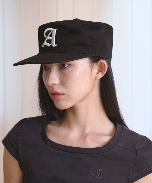 Slogan pill box cap -BLACK