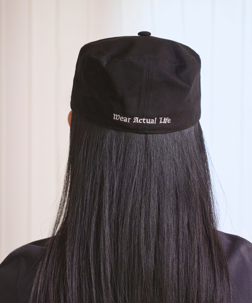 Slogan pill box cap -BLACK