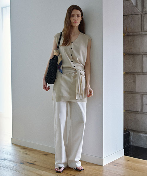 [SET] Knit Vest Skirts Homewear Set NEK6MV529_2color