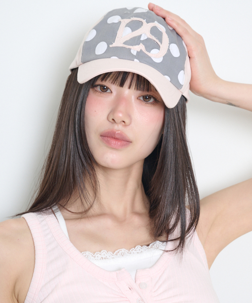 129 APPLIQUE BALL CAP PINK DOT