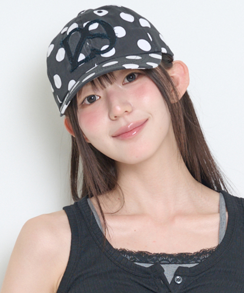 129 APPLIQUE BALL CAP BLACK DOT