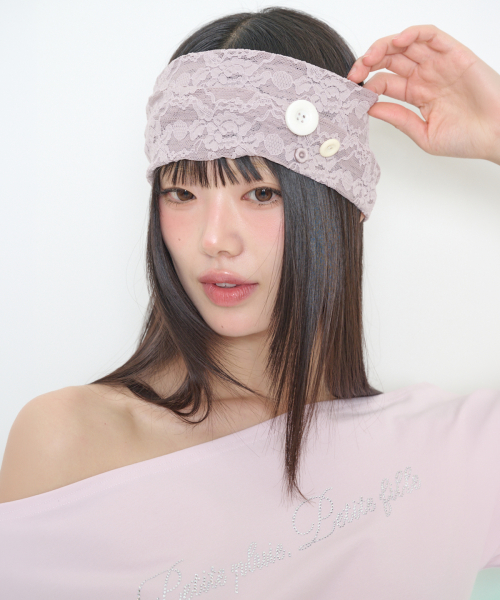 TWO-WAY LACE HAIRBAND PINK