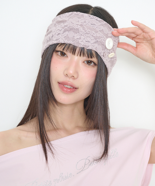 TWO-WAY LACE HAIRBAND PINK