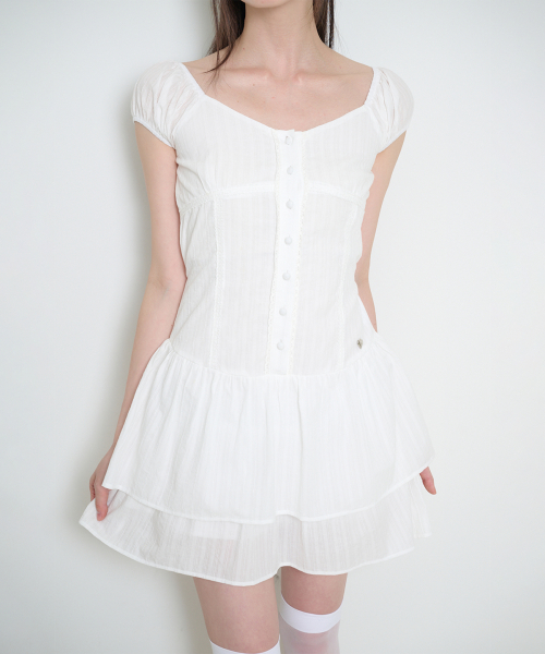 PUFF FRILL DRESS WHITE