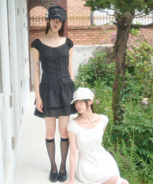 PUFF FRILL DRESS BLACK