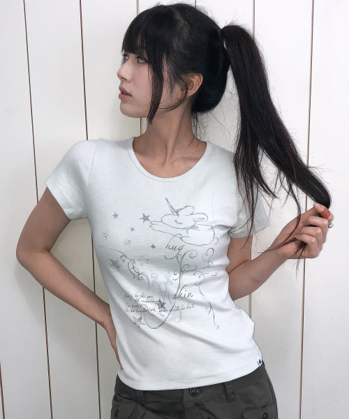 Unicorn drawing T (Blue)