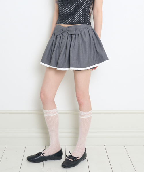 BOW PUMPKIN SKIRT PANTS CHARCOAL