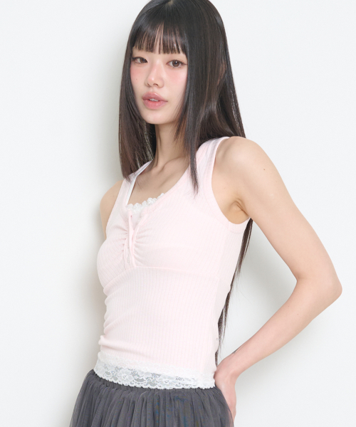 LAYERED TRIMMING SLEEVELESS PINK