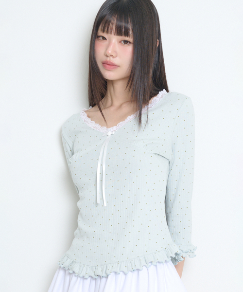 DOT LACE T-SHIRT BLUE