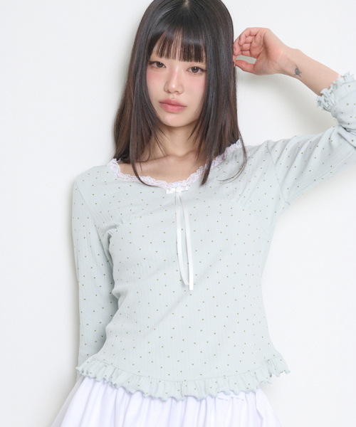 DOT LACE T-SHIRT BLUE