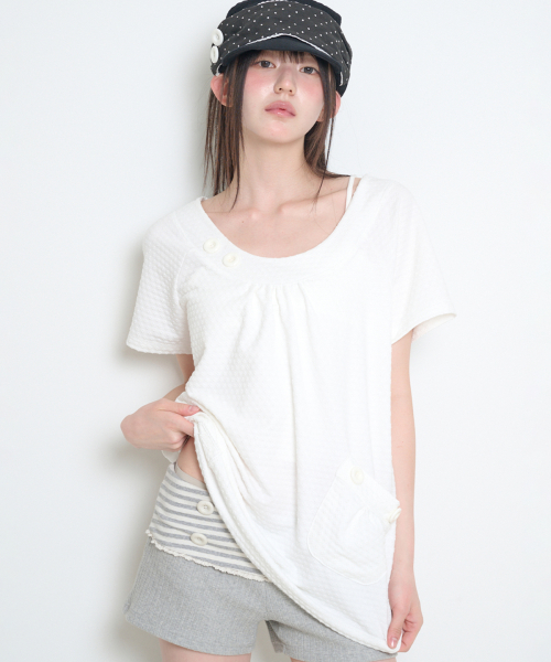 POCKET BUTTON T-SHIRT WHITE