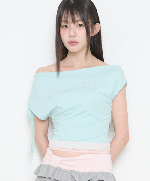 LACE TRIMMING T-SHIRT MINT