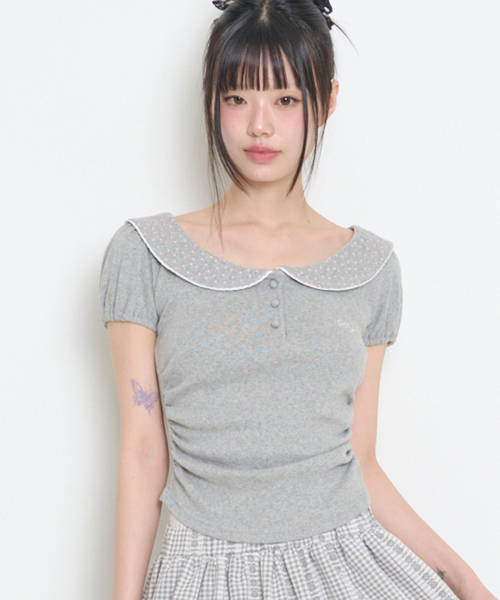 PETITE PUFF COLLAR T-SHIRT MELANGE