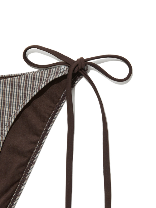 G GINGHAM BIKINI BOTTOM (BROWN)