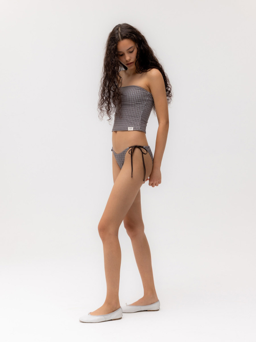 G GINGHAM BIKINI BOTTOM (BROWN)