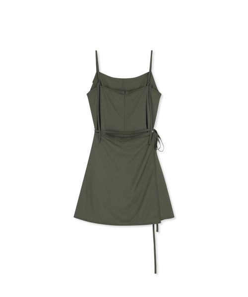 SLEEVELESS WRAP DRESS IN KHAKI
