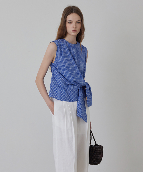 Side-Tie Wrapped Sleeveless Blouse