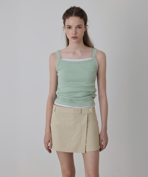 Natural Layered Wrap Skirt Pants_Navy_2colors