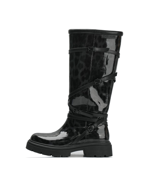 [X ODOR] Glossy Leopard Rain Boots