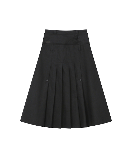 Layered pleats maxi skirt BLACK