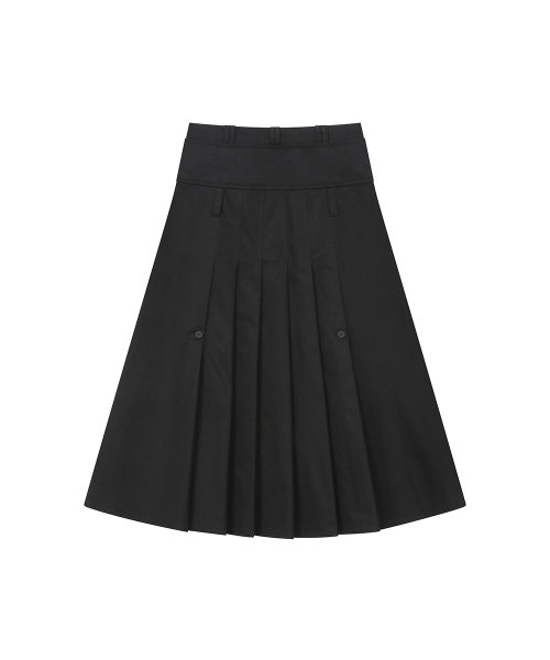 Layered pleats maxi skirt BLACK