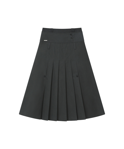 Layered pleats maxi skirt CHARCOAL
