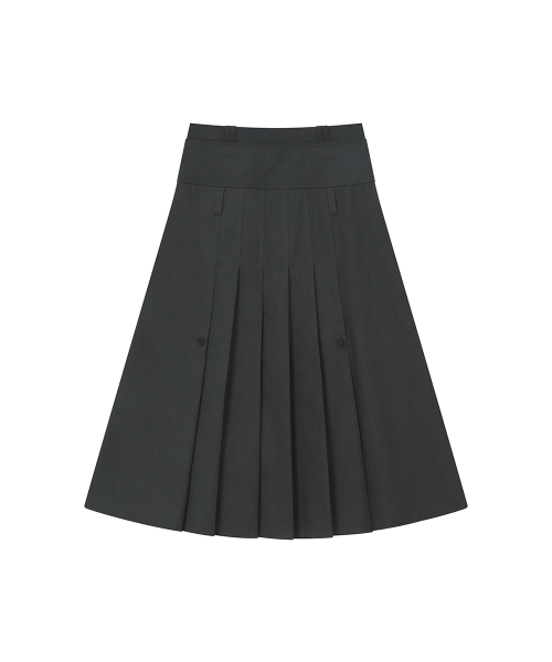 Layered pleats maxi skirt CHARCOAL