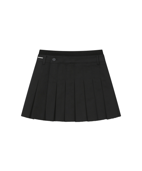 Ribbed layered pleats skirt BLACK