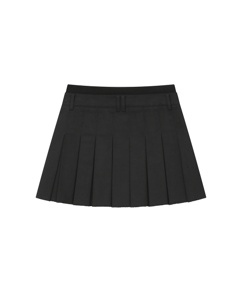 Ribbed layered pleats skirt BLACK
