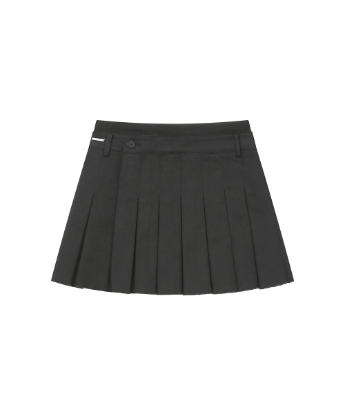 Ribbed layered pleats skirt CHARCOAL